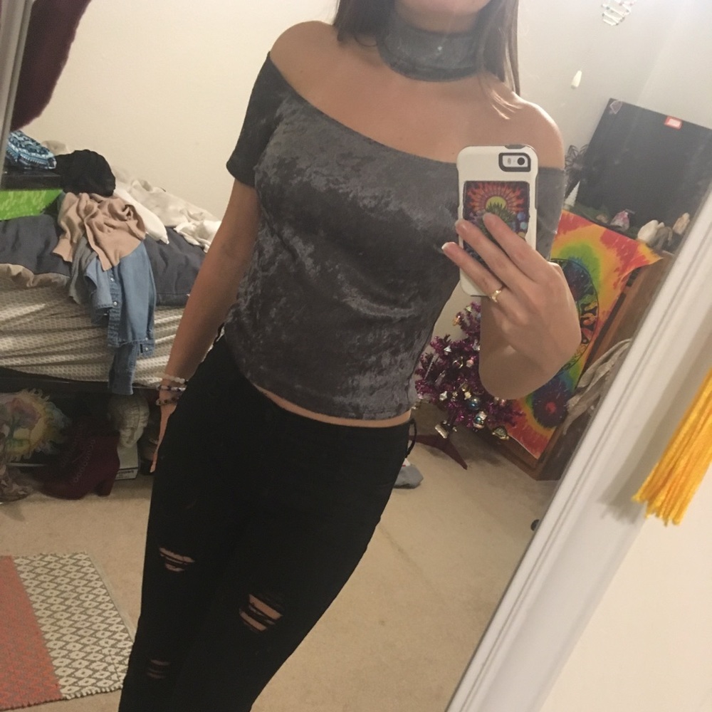 ✨BOGO✨ velvet Charlotte Russe shoulderless top